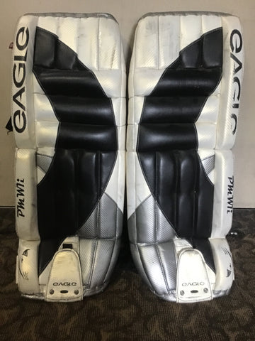 Eagle Ice Hockey Goalie Pads - White/Black - Senior Size 34 - Used - Good