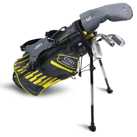 U.S Kid's Golf Club Sets Right Hand UL42-s 4 Club Stand Set, Grey/Yellow Bag